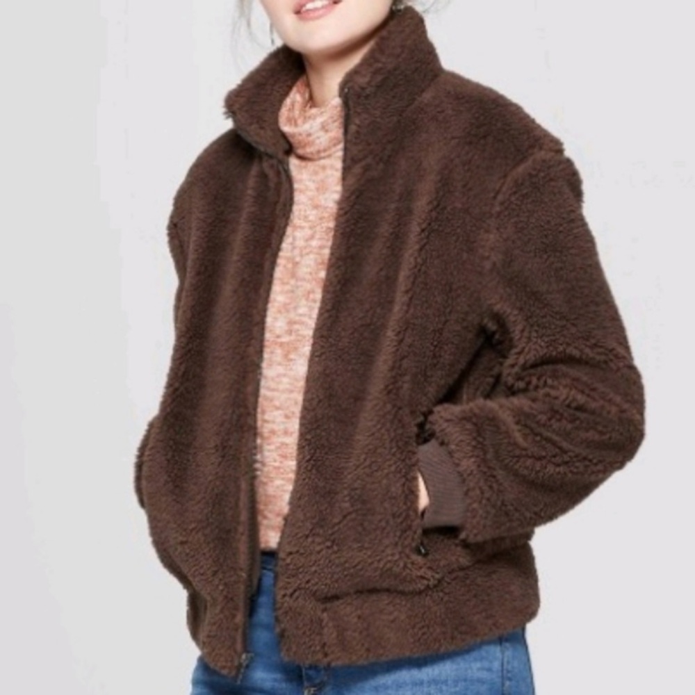 Women's Sherpa Bomber Jacket - Universal Thread - Brown L